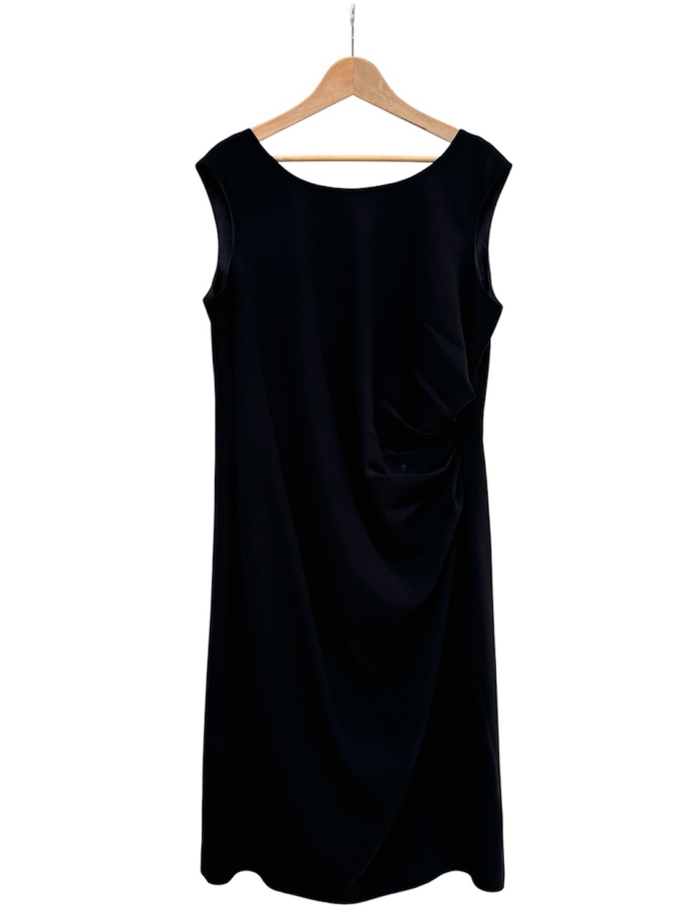 Adrianna Papell Woman Sleeveless Ruched Sheath Dress Minimalist Size 16W Black